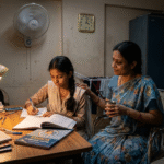 सिंगल मदर अपनी बेटी को पढ़ाते हुए, संघर्ष और प्यार का भावुक दृश्य