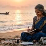 बरसों बाद कलम उठाकर कविता लिखती महिला कवयित्री