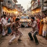 भारतीय शादी की बारात में सपेरे और नागिन के रूप में पारंपरिक नागिन डांस करते लोग