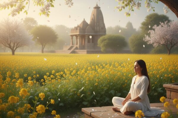 आध्यात्मिक जागरण और बसंत ऋतु का प्रतीकात्मक दृश्य