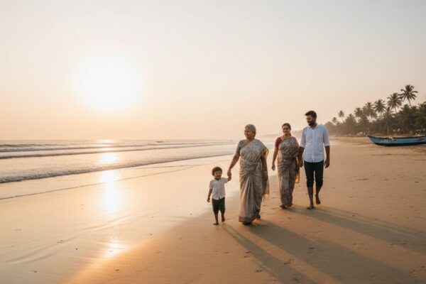 गोवा के समुद्र तट पर परिवार के साथ बिताए भावनात्मक पल