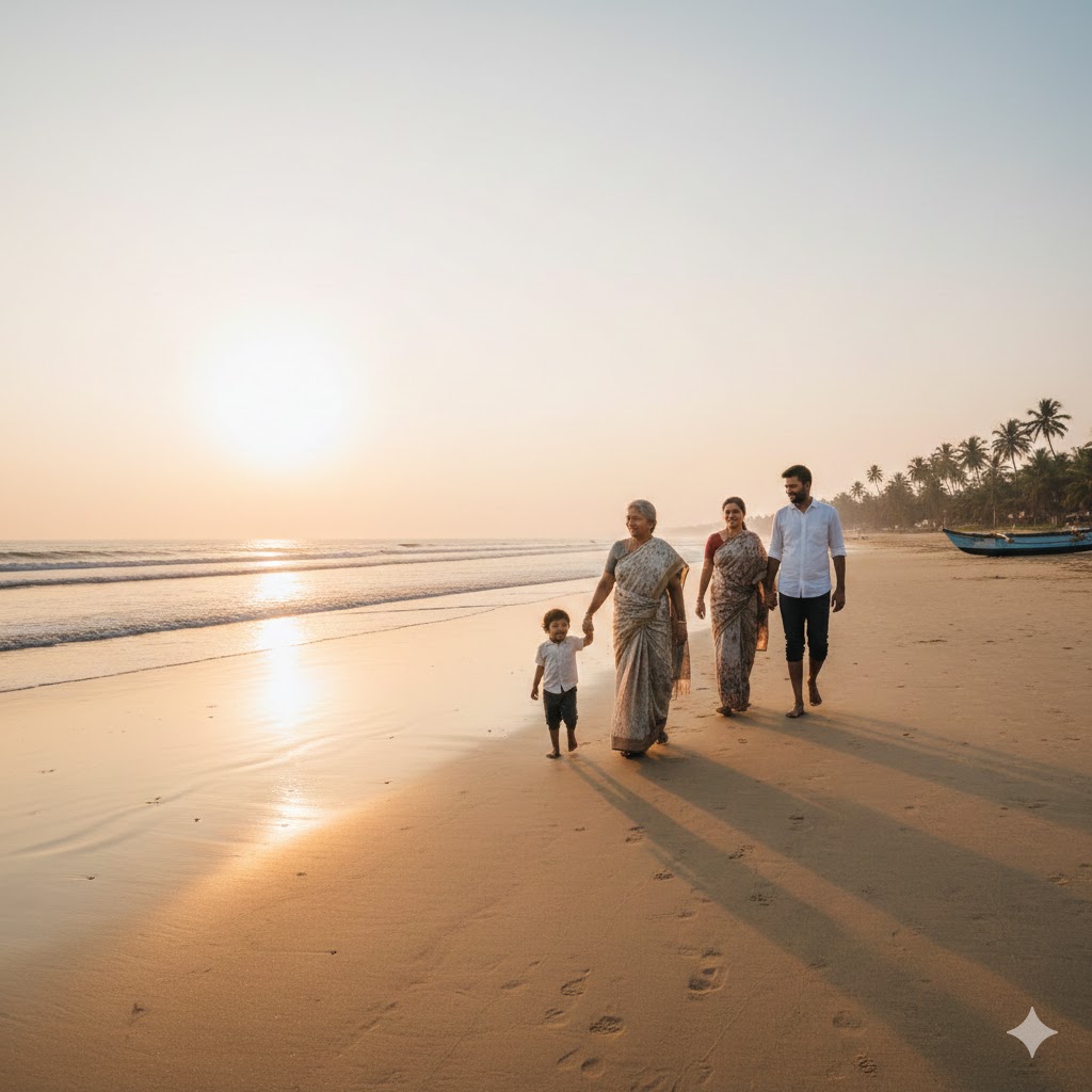 गोवा के समुद्र तट पर परिवार के साथ बिताए भावनात्मक पल