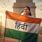 हिंदी भाषा के सम्मान और राष्ट्रभाषा के गौरव को दर्शाता भारतीय दृश्य
