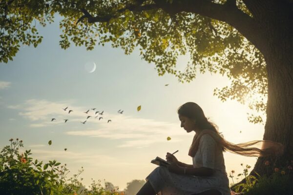 जीवन, प्रकृति और अनुभूति पर आधारित हिंदी कविता “मैं कविता हूँ” का भावात्मक चित्र