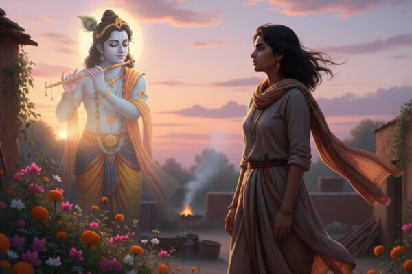 अजनबी सांवरे से संवाद करती भावनात्मक हिंदी कविता, जिसमें प्रेम, भक्ति और मन की खोज का काव्यात्मक चित्रण है।