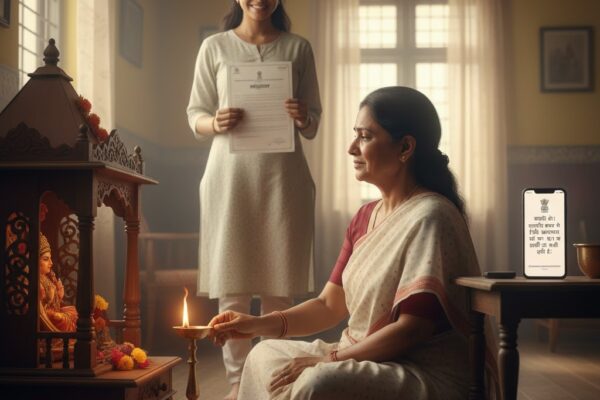 बेटी की सफलता और माँ के समर्थन को दर्शाती प्रेरणादायक लघुकथा का दृश्य