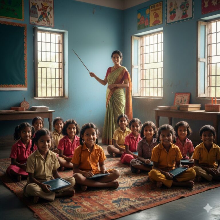 चैत्र से फाल्गुन तक हिंदी महीनों और भारतीय त्योहारों को दर्शाती रंगीन बाल कविता चित्रात्मक प्रस्तुति