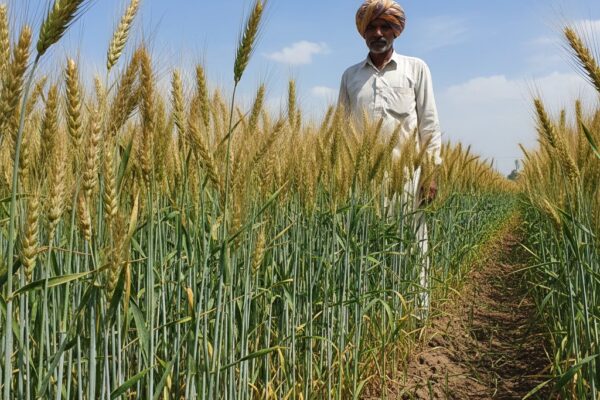 6.5 फीट ऊंचा अजय राज गेहूं खेत में खड़ा हुआ