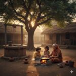 नानी के गाँव में चूल्हे पर रोटी बनाती दादी और नीम की छाँव में खेलते बच्चे
