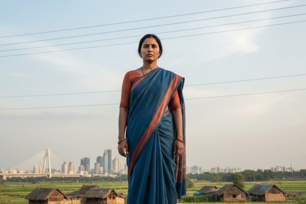 स्वतंत्र और आत्मविश्वासी भारतीय महिला नारी अधिकार और समानता का प्रतीक बनकर खड़ी