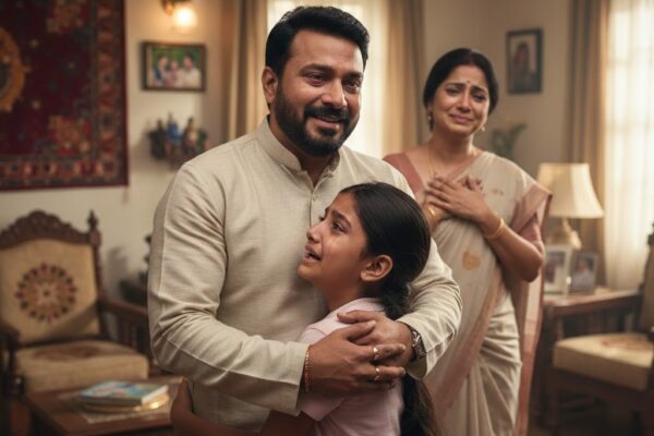 सौतेले पिता को गले लगाती भावुक बेटी, पारिवारिक प्रेम का मार्मिक दृश्य