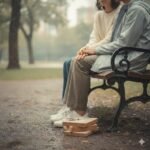 मौन में हाथ थामे बैठे दो लोग, प्रेम की शांत और गहरी अनुभूति दर्शाता दृश्य