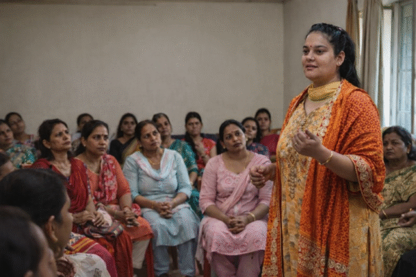 स्त्री शक्ति संगठन की गोष्ठी में महिला स्वास्थ्य पर चर्चा करती महिलाएं