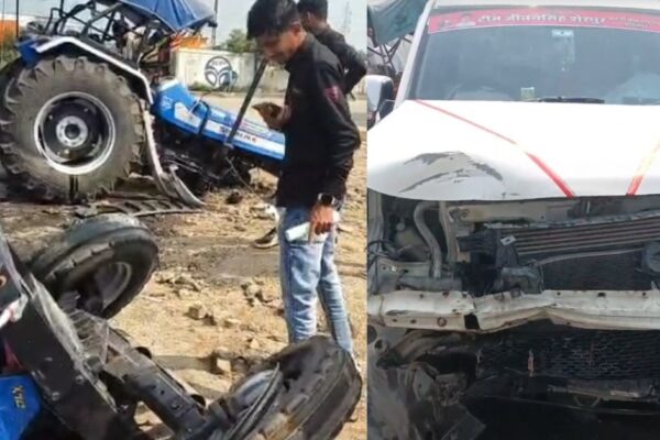 महिदपुर में भीषण सड़क हादसा. तेज रफ्तार कार की टक्कर से ट्रैक्टर तीन टुकड़ों में टूटा, चालक गंभीर.