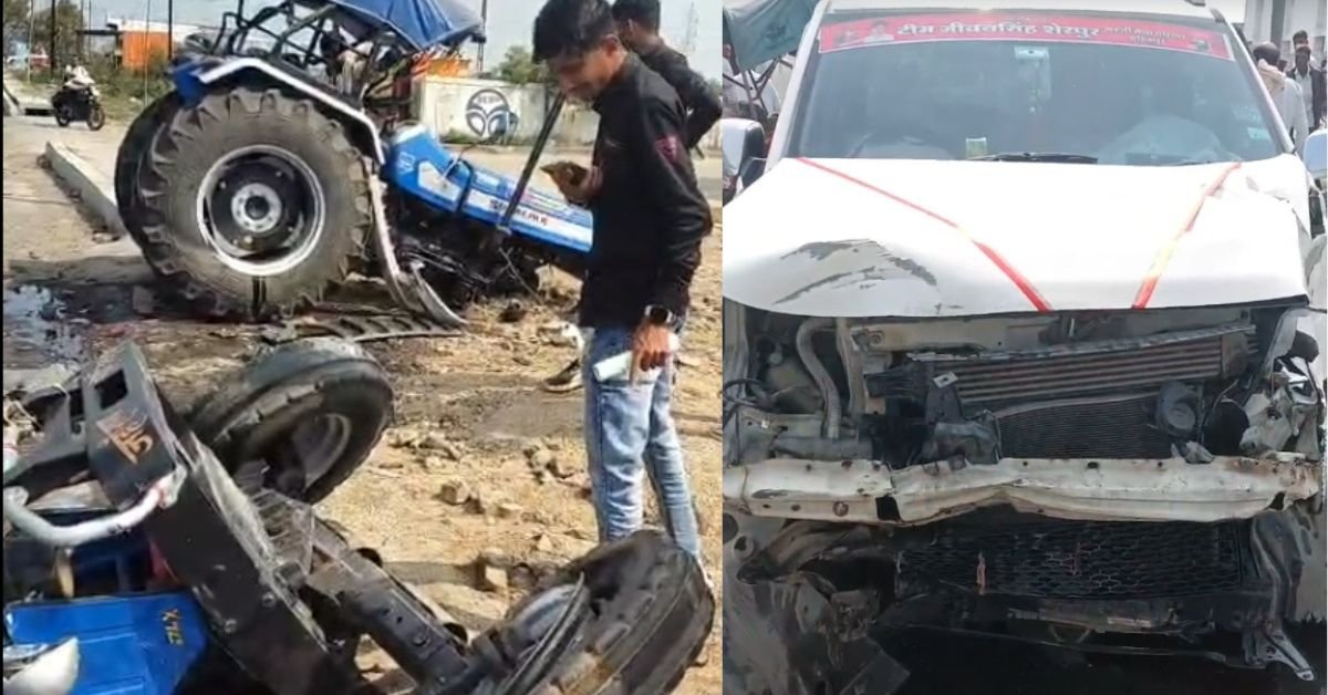 महिदपुर में भीषण सड़क हादसा. तेज रफ्तार कार की टक्कर से ट्रैक्टर तीन टुकड़ों में टूटा, चालक गंभीर.