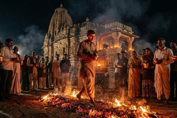 मध्यप्रदेश के गांव में होली के बाद लगने वाला डोल मेला और अंगारों पर चलते श्रद्धालु