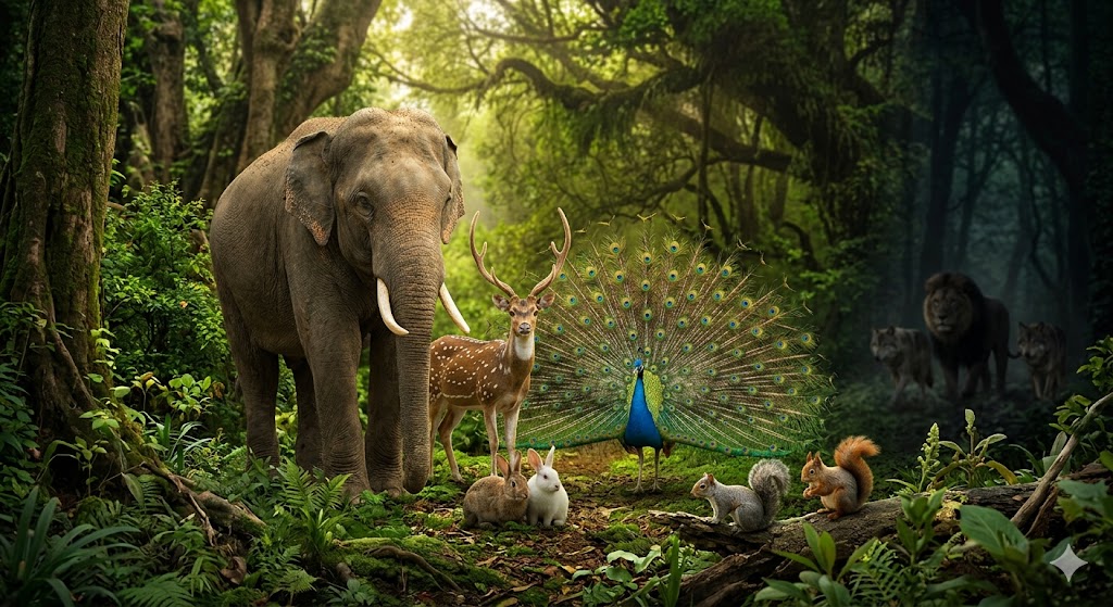 “प्रजातंत्र का प्रतीक वन दृश्य”