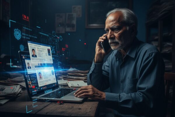 पुणे में डिजिटल अरेस्ट साइबर ठगी का शिकार बने वरिष्ठ नागरिक का प्रतीकात्मक दृश्य