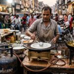 Street food vendor cooking on stove with limited gas cylinder amid LPG crisis in India