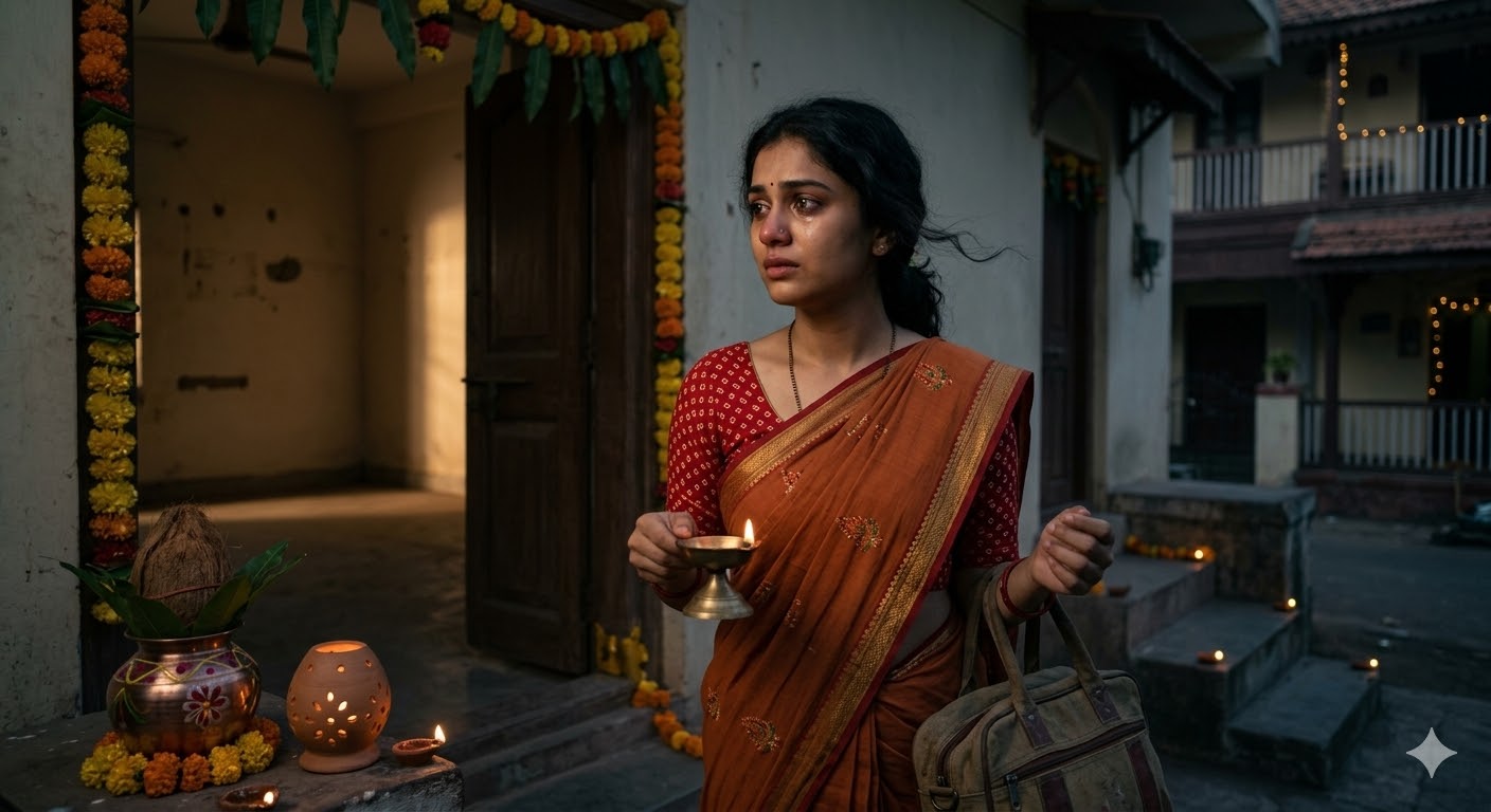 मायके से विदा होती भावुक महिला, माँ की याद में डूबी