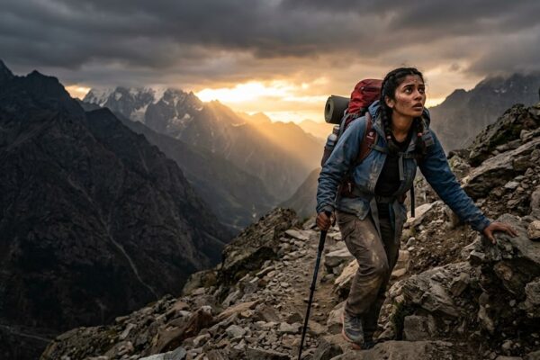 “पहाड़ चढ़ता हुआ संघर्षशील व्यक्ति”
