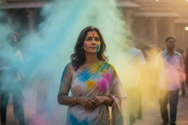 जीवन के विभिन्न भावनात्मक रंगों को दर्शाता होली का दृश्य