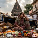 उज्जैन के महाकाल मंदिर क्षेत्र में महिला की दुकान में तोड़फोड़ का दृश्य