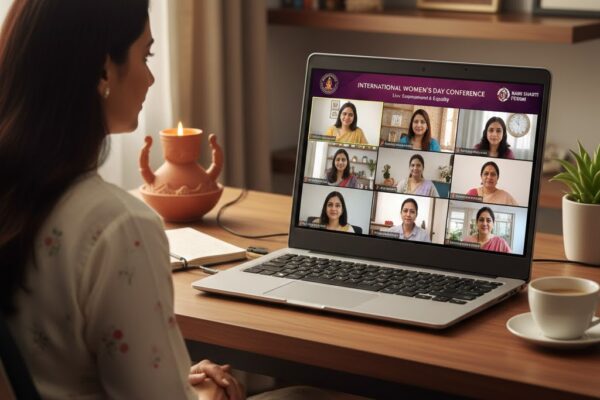 महिला दिवस पर आयोजित ऑनलाइन कार्यक्रम का दृश्य