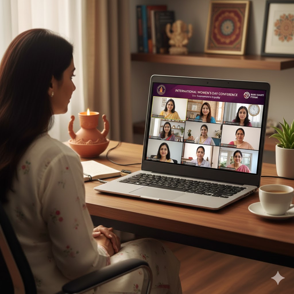 महिला दिवस पर आयोजित ऑनलाइन कार्यक्रम का दृश्य