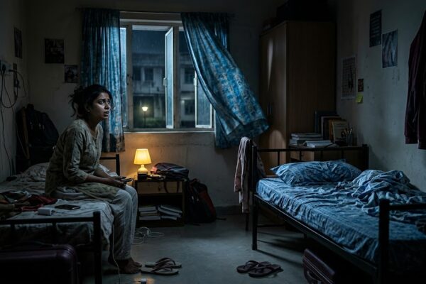 रात में खाली बिस्तर और रहस्यमयी माहौल, लड़की के गायब होने का सस्पेंस दृश्य