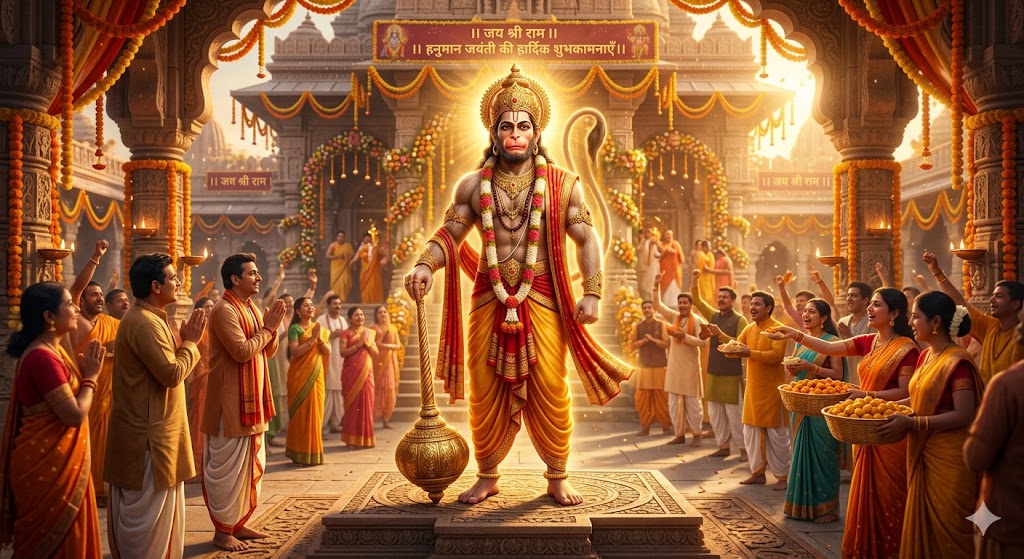 हनुमान जयंती पर भगवान हनुमान की भव्य पूजा और भक्तों का उत्सव