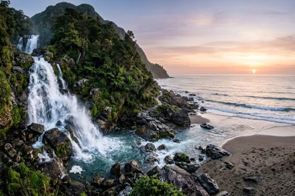 झरना और समुंदर का प्राकृतिक दृश्य, जो सच्चे और अधूरे प्रेम का प्रतीक दर्शाता है