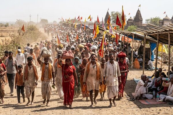 उज्जैन में पंचक्रोशी यात्रा के दौरान 118 किमी पदयात्रा पर निकले हजारों श्रद्धालु, सिर पर पोटली और “जय श्री महाकाल” के जयघोष के साथ आगे बढ़ते हुए