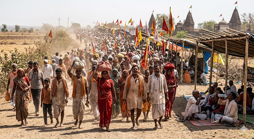 उज्जैन में पंचक्रोशी यात्रा के दौरान 118 किमी पदयात्रा पर निकले हजारों श्रद्धालु, सिर पर पोटली और “जय श्री महाकाल” के जयघोष के साथ आगे बढ़ते हुए