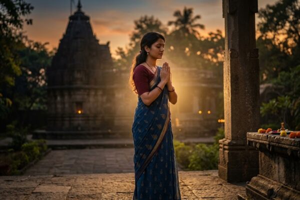 शांत वातावरण में ध्यानमग्न व्यक्ति, प्रेम और भक्ति की भावना को दर्शाता दृश्य