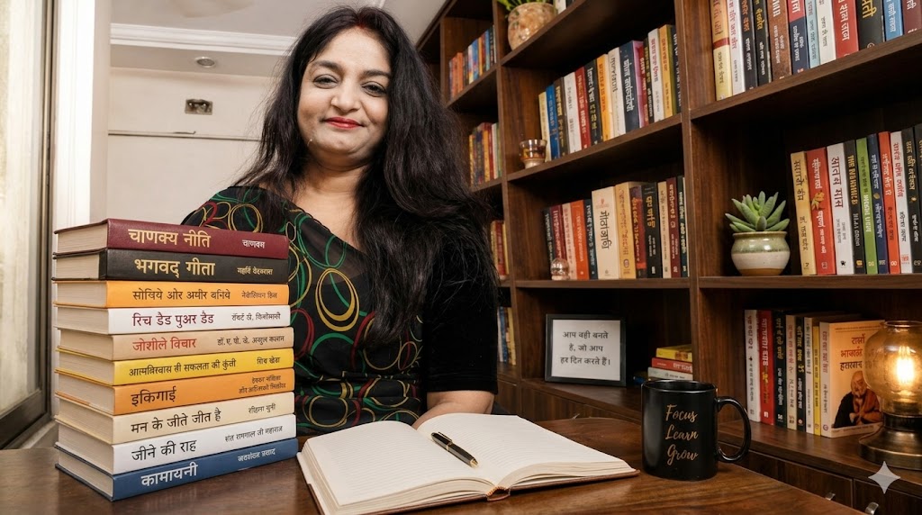 खुली किताब से निकलती रोशनी और भावनाओं का संसार, साहित्य की शक्ति को दर्शाता दृश्य