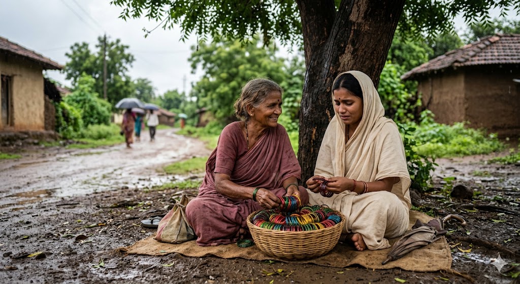 सावन की चूड़ियां: नवविधवा बहू और बड़की काकी