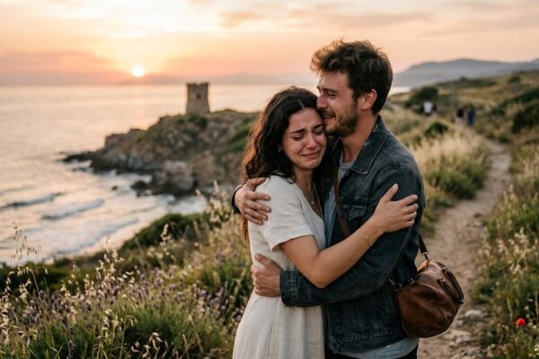 लंबे समय बाद मिलते हुए दो लोग, भावनात्मक और रोमांटिक माहौल