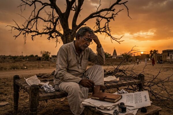 दर्द और अकेलेपन की भावना दर्शाती हिंदी कविता का भावनात्मक दृश्य