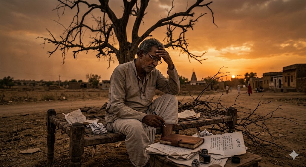 दर्द और अकेलेपन की भावना दर्शाती हिंदी कविता का भावनात्मक दृश्य