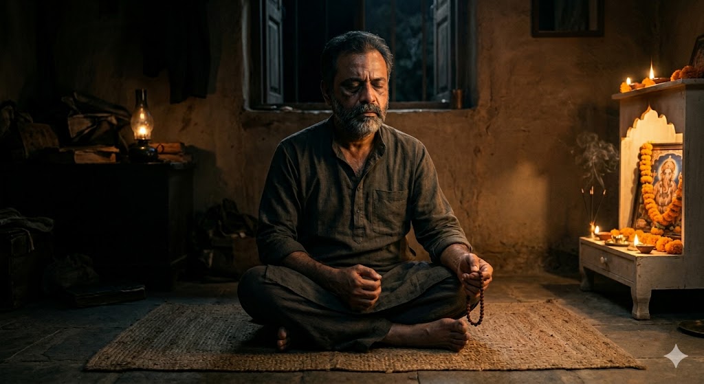 चिंता और चिंतन के बीच अंतर दर्शाता एक आध्यात्मिक और भावनात्मक दृश्य