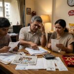 महंगाई और आर्थिक संघर्ष से जूझते भारतीय मध्यमवर्ग को दर्शाती व्यंग्य कविता की यथार्थवादी छवि।
