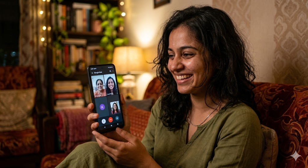 बिना मेकअप और बिखरे बालों के साथ मुस्कुराती एक युवती, जो सच्चे प्रेम और स्वाभाविक सुंदरता का प्रतीक है।