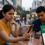 मोबाइल स्क्रीन पर ‘Hmm’ लिखा संदेश पढ़ते हुए सोच में डूबा एक व्यक्ति, रिश्तों में संवाद और भावनात्मक जुड़ाव को दर्शाता हुआ।
