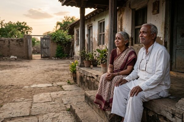 वृद्ध माता-पिता की सूनी आँखें अपने बच्चों की राह निहारते हुए – माता-पिता की उपेक्षा और अकेलेपन पर भावपूर्ण हिंदी कविता।