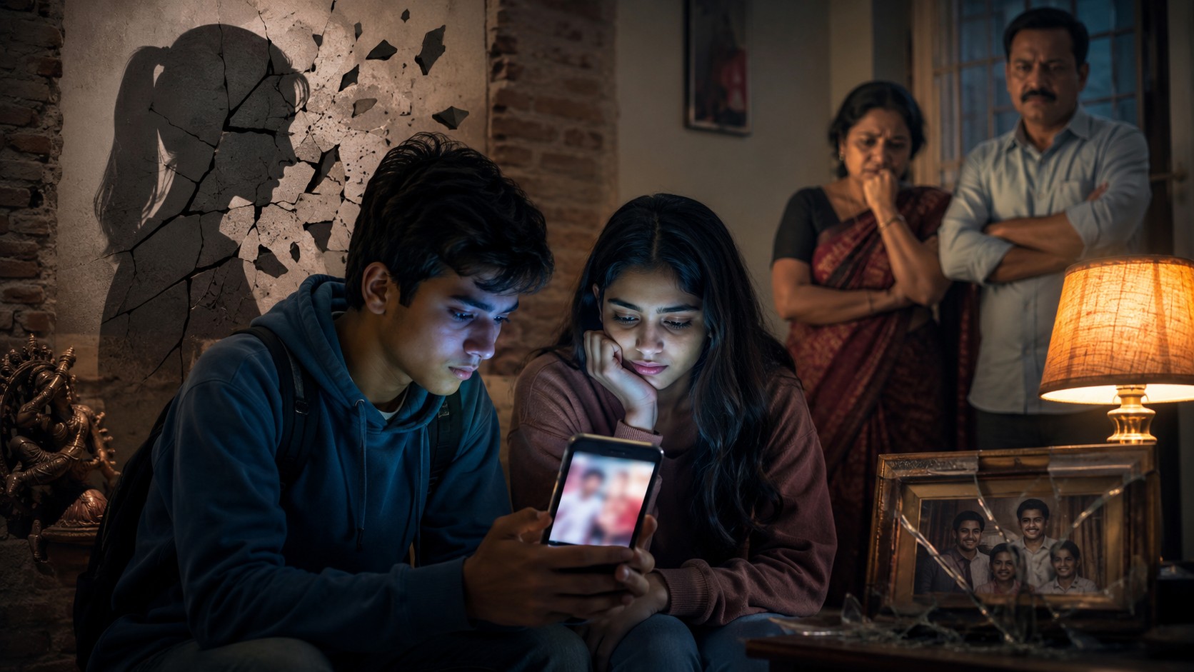 यूट्यूब और सोशल मीडिया पर बढ़ती अश्लील सामग्री के दुष्प्रभाव तथा भारतीय समाज और संस्कारों पर उसके प्रभाव का प्रतीकात्मक दृश्य।