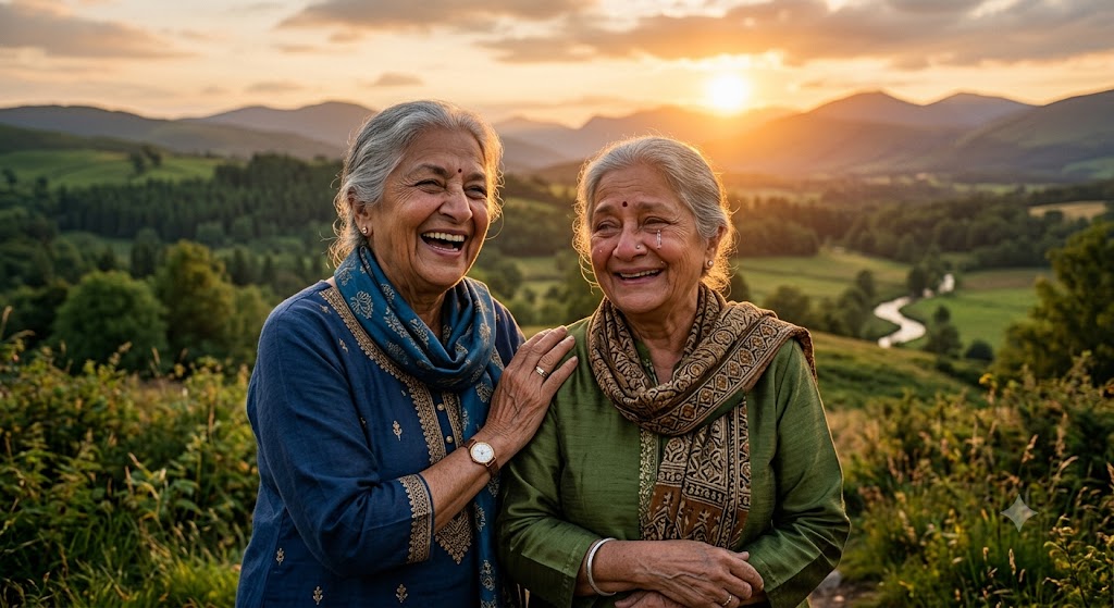 मुश्किल समय में एक-दूसरे का साथ देते दो सच्चे दोस्तों का भावुक और यथार्थवादी दृश्य।