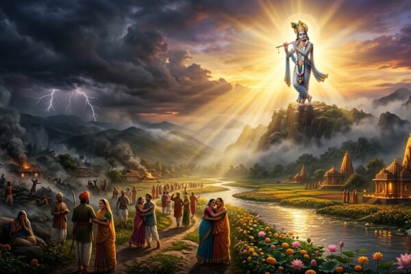 भगवान श्रीकृष्ण ज्ञान का दीप जलाकर अंधकार मिटाते हुए – अरदास हिंदी कविता