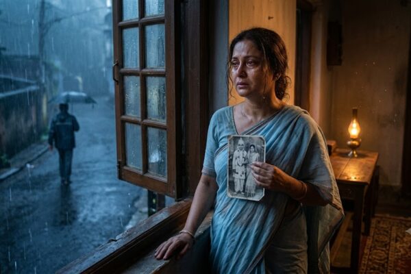 बिछड़ते प्रेमी की यादों में खोई महिला, अधूरे रिश्ते और विरह की भावना को दर्शाती भावनात्मक हिंदी कविता