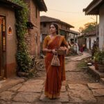 अपना घर कविता पर आधारित भावुक चित्र, एक लड़की अपने घर के सपनों में खोई हुई